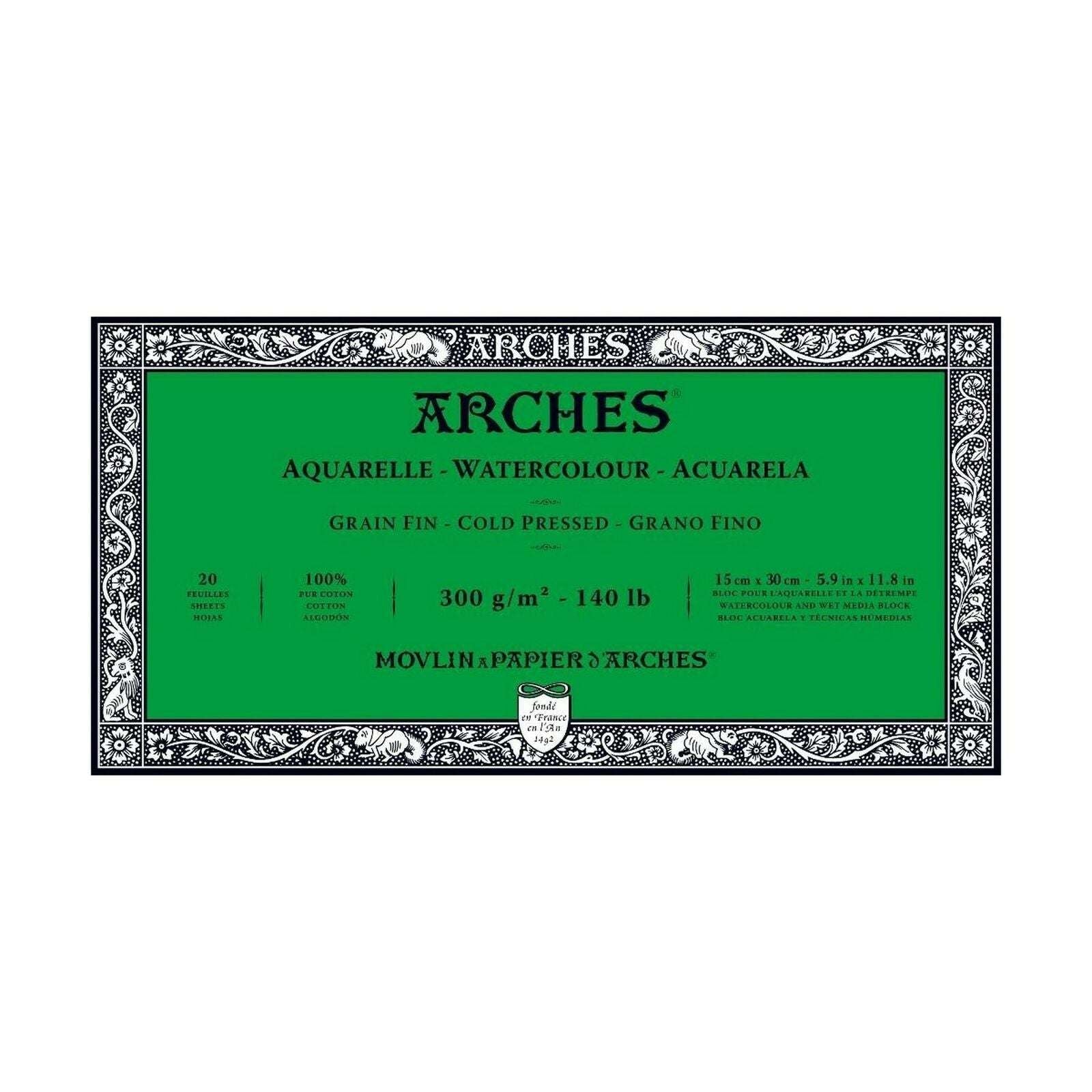 Arches Watercolour Natural White 300gsm Cold Pressed 20 Sheet Blocks